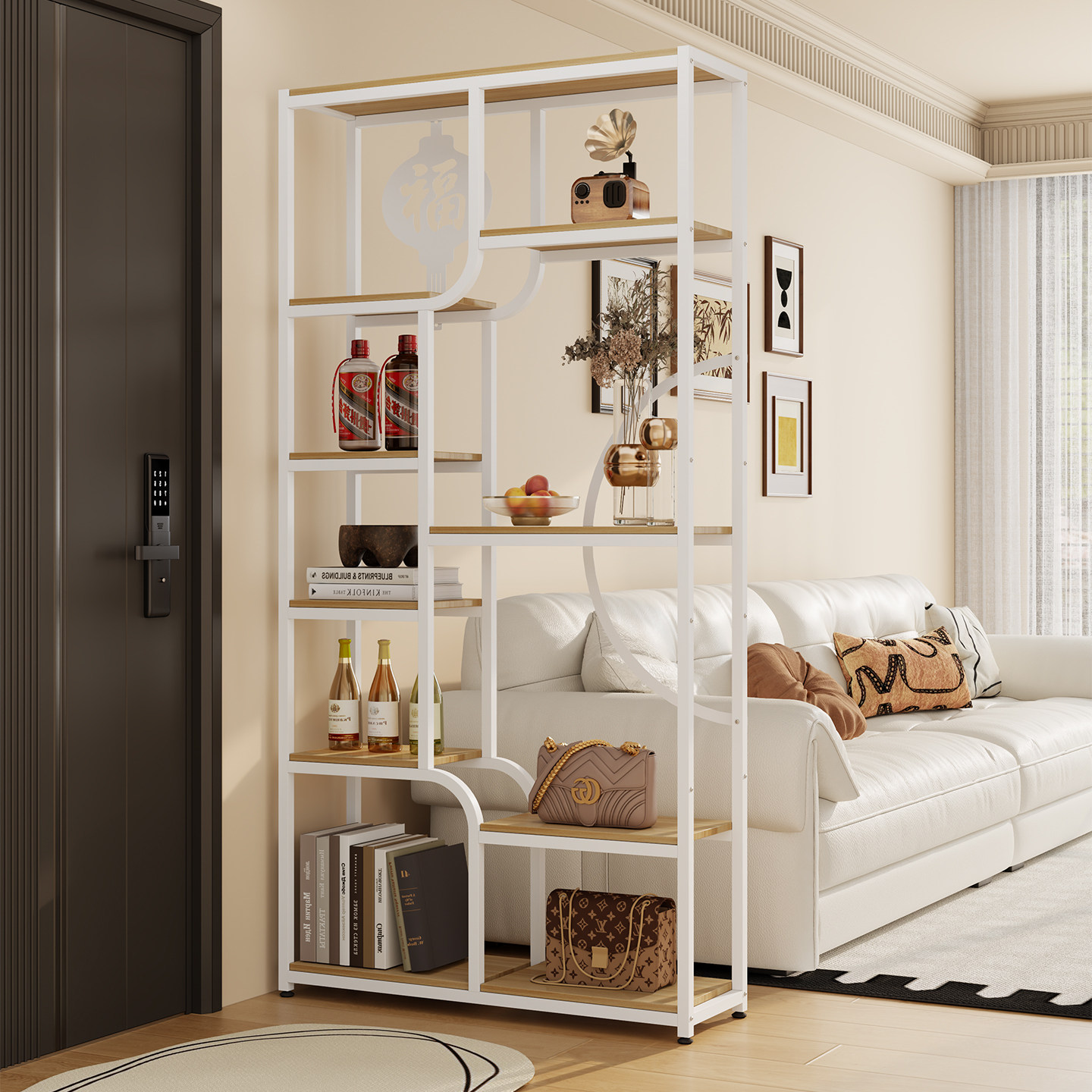 铁艺置物架客厅隔断屏风博古架酒店民宿花架办公室展示架艺术书架,淘宝优惠券,粉丝福利购,淘宝优惠卷