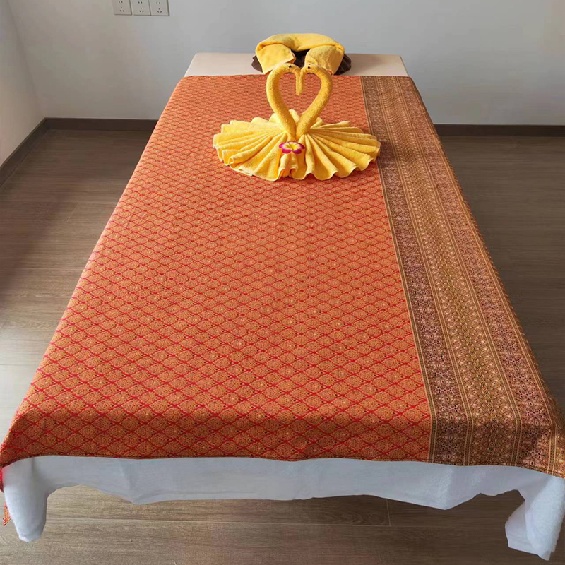 泰国进口泰式全棉印花面料床单美容床四件套床上精油工作服连衣裙 - 图1