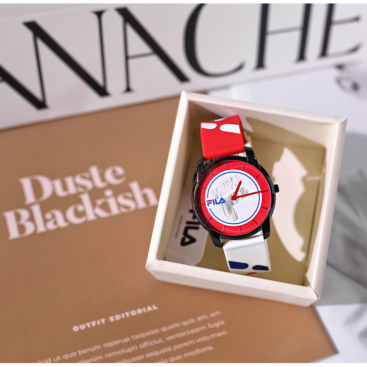 意大利FILA斐乐品牌正品时尚休闲运动彩色硅胶表带石英手表中性女 - 图1