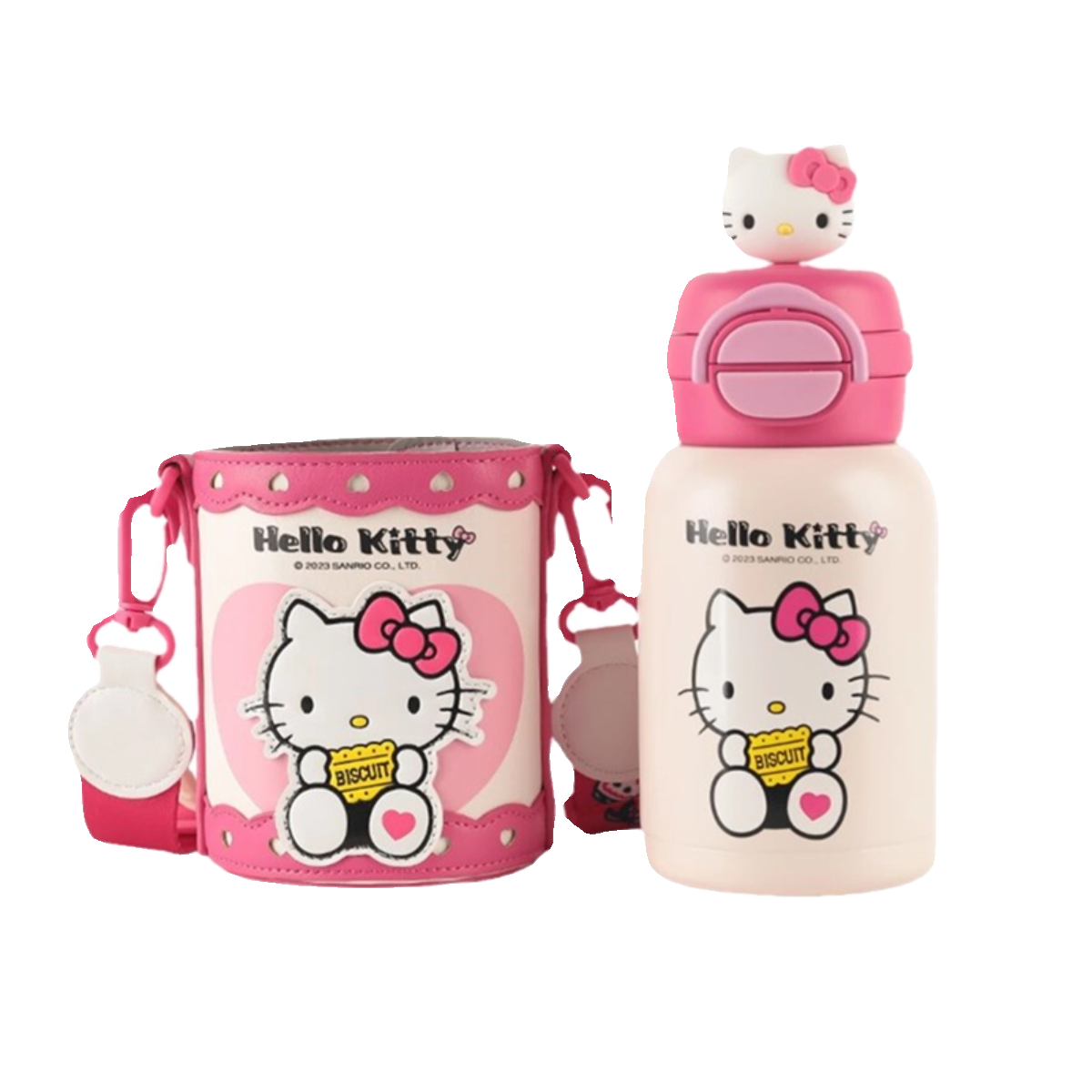 杯具熊HelloKitty儿童保温杯双饮口可吸可直饮宝宝水杯幼儿园水壶