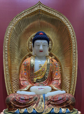 九鼎雕刻手工彩绘148cm原石佛祖