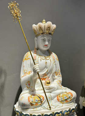 家居供奉摆件地藏王天然汉白玉