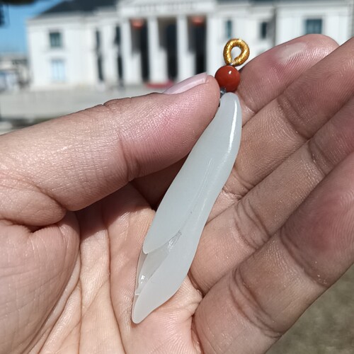 天然特价玉器13.4克新疆和田玉羊脂玉白玉玉兰花挂件吊坠 - 图1