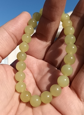 新疆和田玉黄玉圆珠手链手串