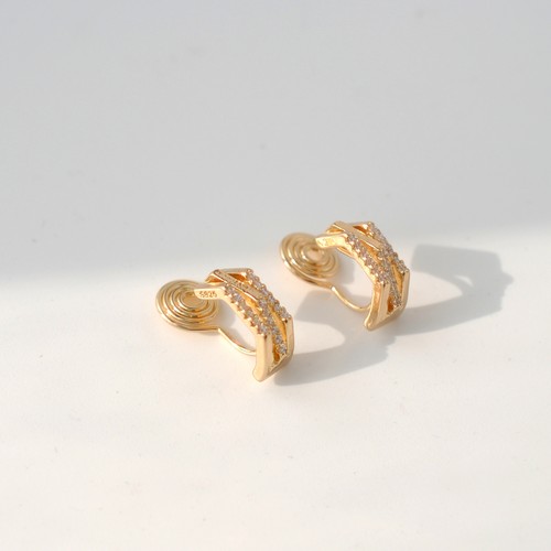 锆石微镶闪钻半弧形无耳洞蚊香盘耳夹女精致高级感气质无痛耳饰新 - 图2