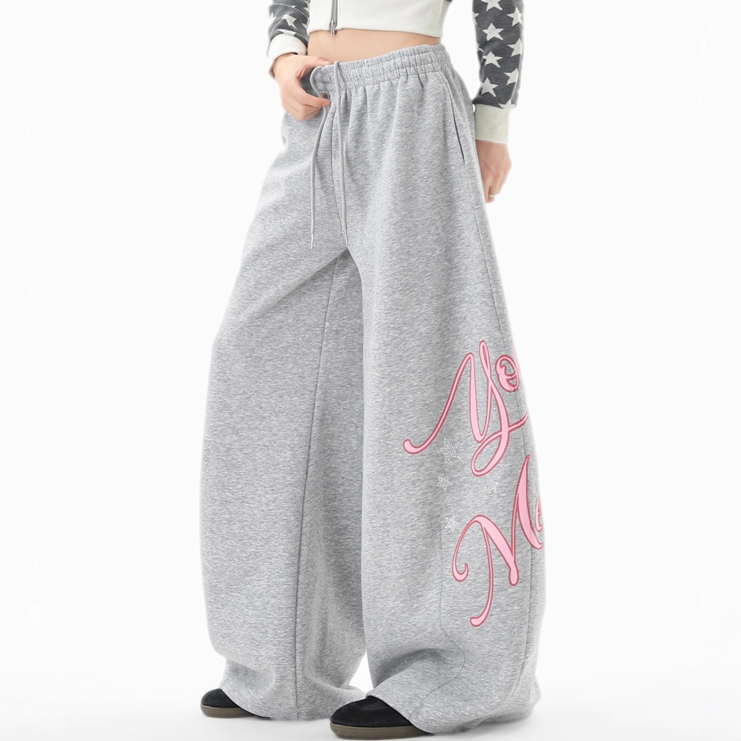 2025秋冬新款广场舞裤美式字母印花卫裤宽松弯刀裤阔腿裤曳步舞裤,淘宝优惠券,粉丝福利购,淘宝优惠卷