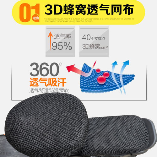适用于雅迪S-酷V2.0 A C-A电动车蜂窝座套坐垫网TDT1305Z隔热防晒 - 图0