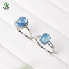 Aquamarine ring for women s925 silver light luxury East China Sea crystal raw stone bare stone egg surface inlaid best friend's hand jewelry silver ring