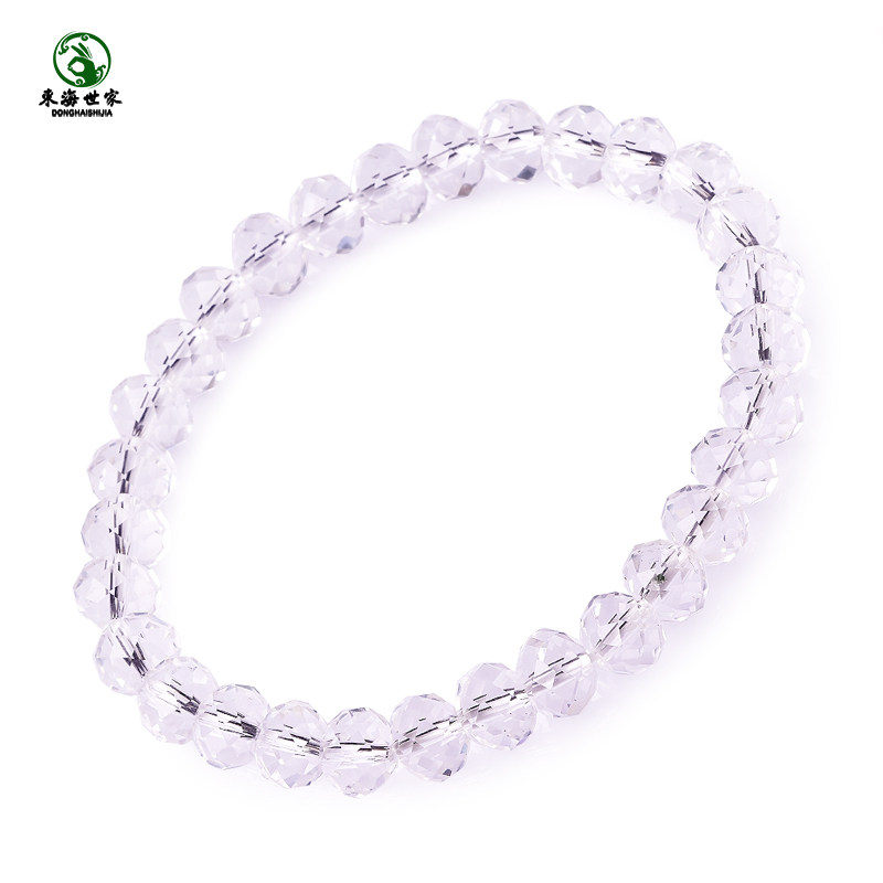 白水晶手链女东海水晶玛瑙玉髓翡翠宝玉石单圈散珠子刻面盘珠手串,淘宝优惠券,粉丝福利购,淘宝优惠卷