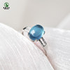 Aquamarine ring for women s925 silver light luxury East China Sea crystal raw stone bare stone egg surface inlaid best friend's hand jewelry silver ring