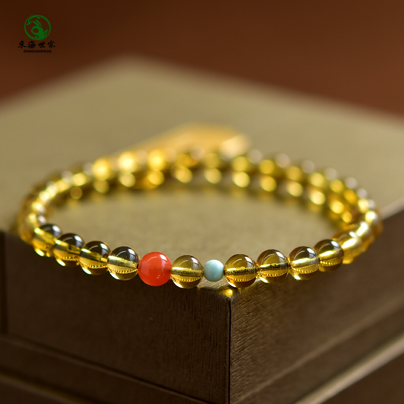琥珀手串女蓝珀水晶翡翠玉石散珠珍珠绿松石珠子串珠手链南红手串 - 图1