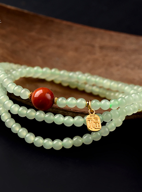 和田玉手串东海水晶玛瑙玉髓翡翠宝玉石散珠子晴水绿南红单珠手链