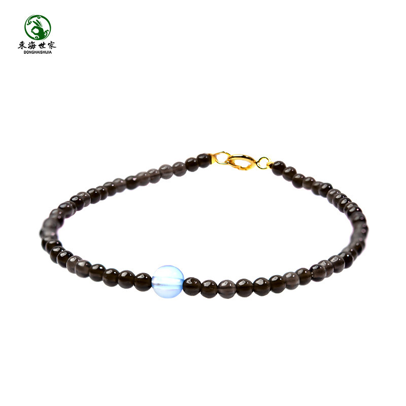 黑曜石手链男女冰种黑耀石猫眼石东海玛瑙水晶海蓝宝单珠极细手串,淘宝优惠券,粉丝福利购,淘宝优惠卷