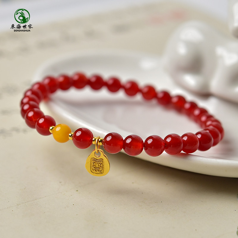 红玛瑙手串女s925银扎基拉姆吊坠水晶玉髓蜜蜡玉石珍珠散珠子手链,淘宝优惠券,粉丝福利购,淘宝优惠卷