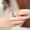 Aquamarine ring for women s925 silver light luxury East China Sea crystal raw stone bare stone egg surface inlaid best friend's hand jewelry silver ring