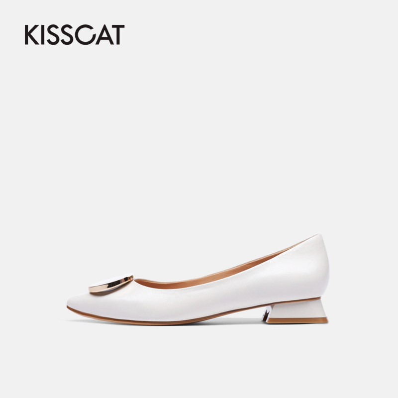 接吻猫2020秋新款温柔仙女圆扣女鞋 kisscat单鞋