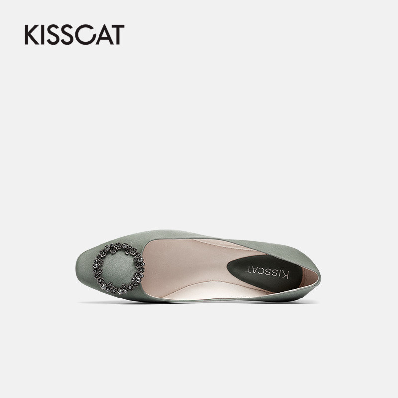 接吻猫2020秋季新款简约圆头单鞋 kisscat单鞋