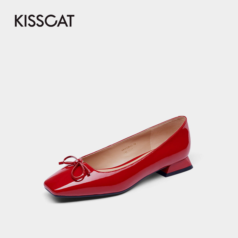 接吻猫2020秋新款蝴蝶结仙女风单鞋 kisscat单鞋