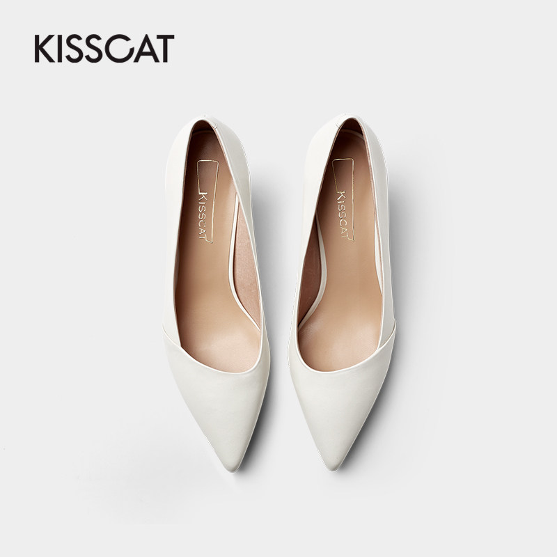 接吻猫2020年秋季新款羊皮高跟鞋 kisscat单鞋