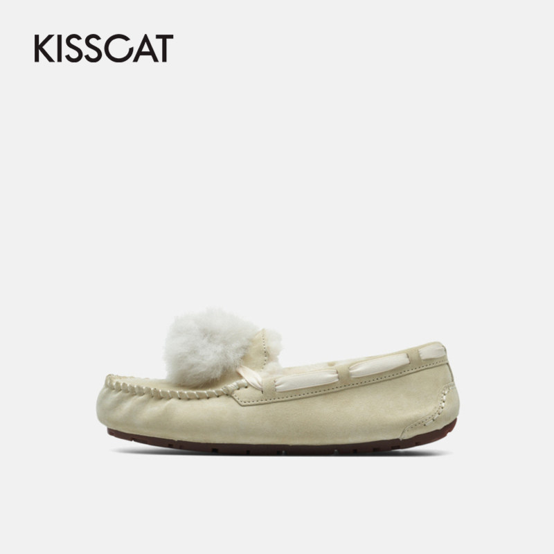 接吻猫冬季新款猪绒可爱毛球毛毛鞋 kisscat单鞋