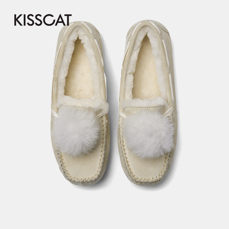 接吻猫冬季新款猪绒可爱毛球毛毛鞋 kisscat单鞋