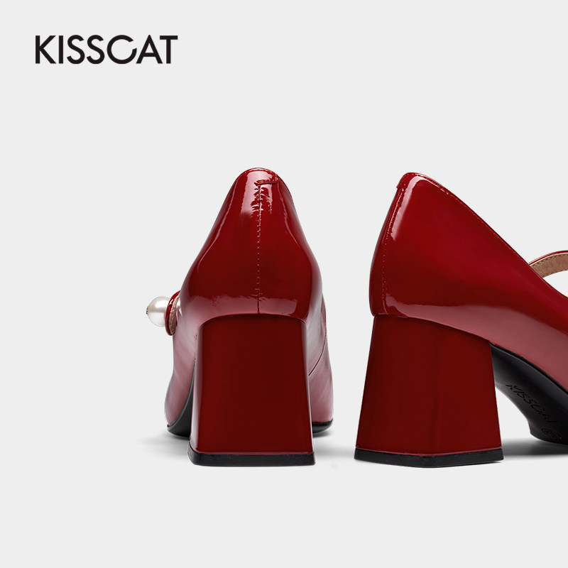 接吻猫2021年秋季新款流行中小皮鞋 kisscat单鞋