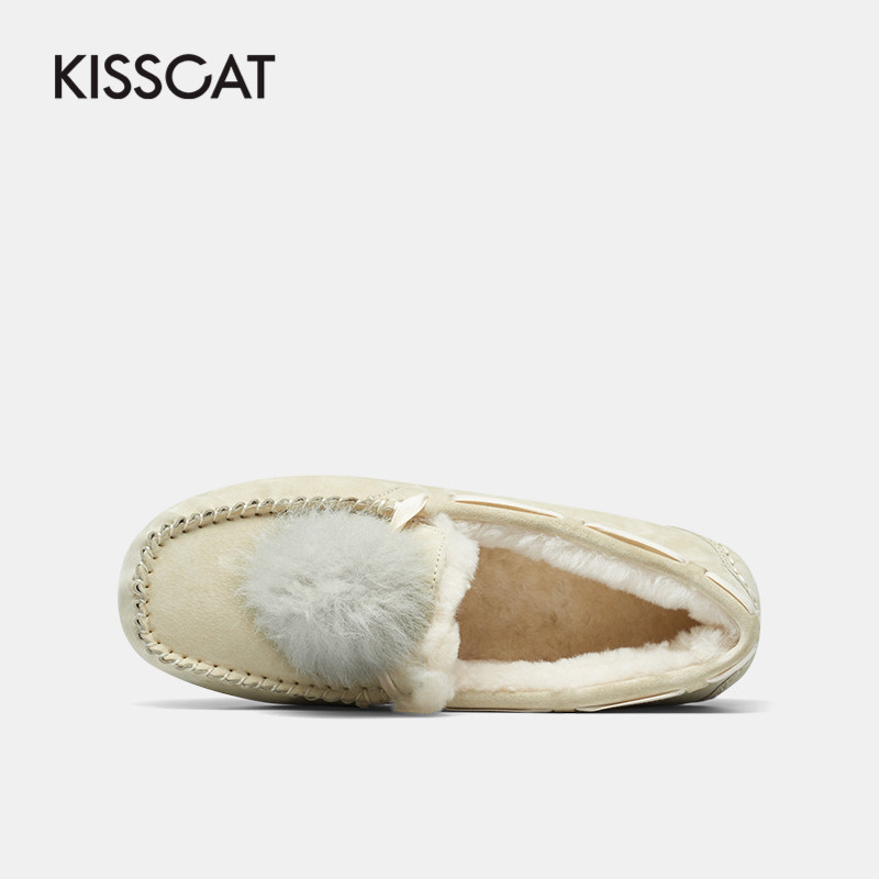 接吻猫冬季新款猪绒可爱毛球毛毛鞋 kisscat单鞋
