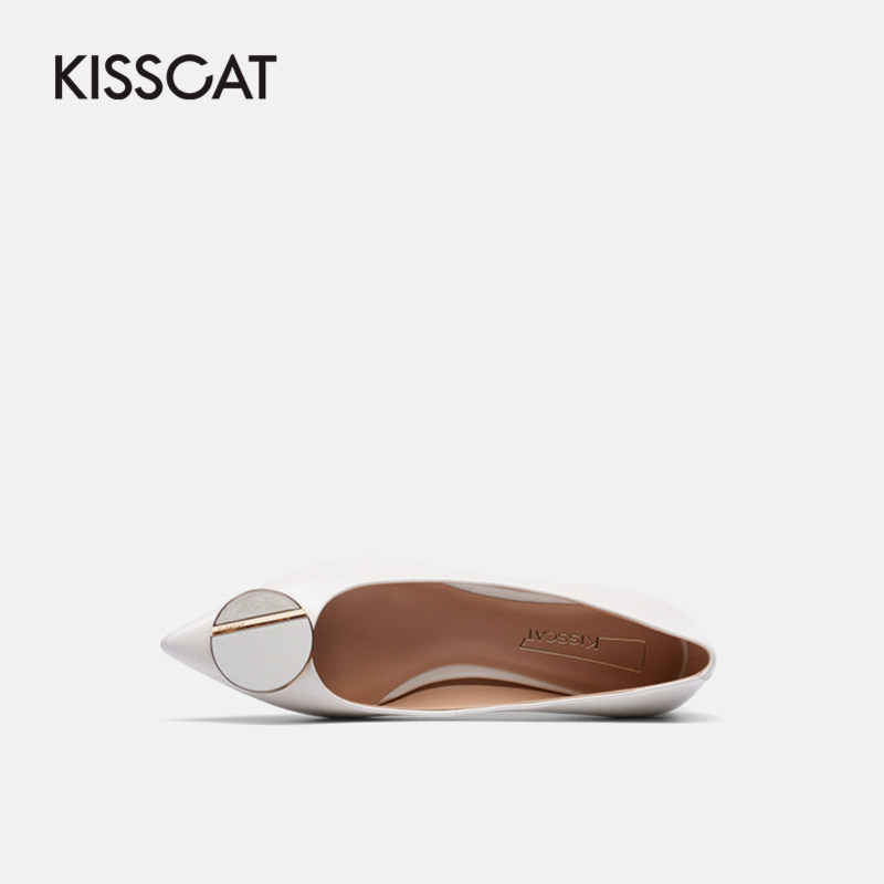 接吻猫2020秋新款温柔仙女圆扣女鞋 kisscat单鞋