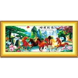 Восемь Jun Jun Tuma к успеху пересечь восемь лошадей 2023 Новая гостиная. Атмосферные ландшафтные картины полны вышивки