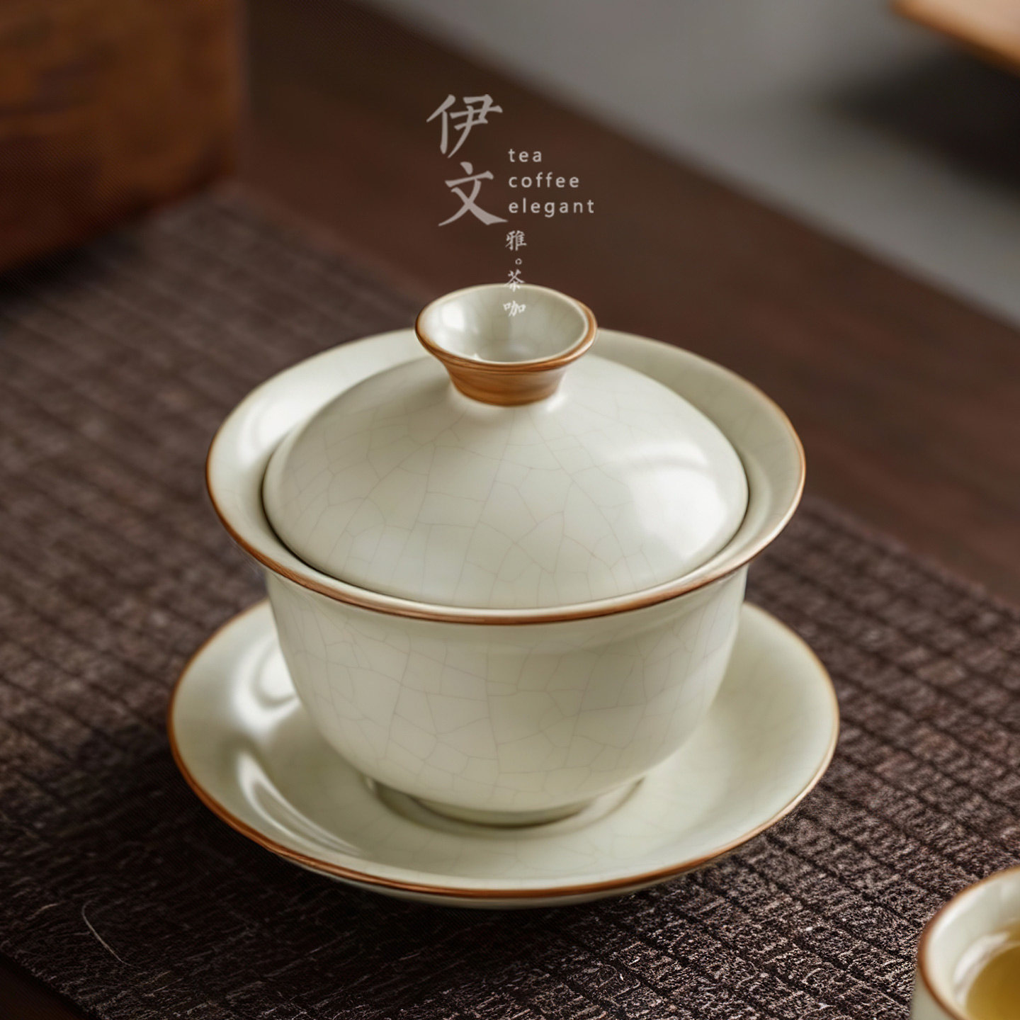 伊文陶瓷汝窑三才盖碗茶杯可悬停功夫茶具泡茶器家用高档轻奢茶道,淘宝优惠券,粉丝福利购,淘宝优惠卷