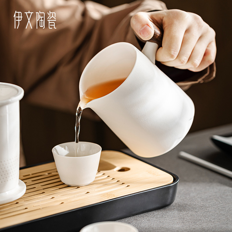 伊文陶瓷便携式快客杯露营功夫茶壶茶杯旅行茶具套装户外喝茶装备 - 图3