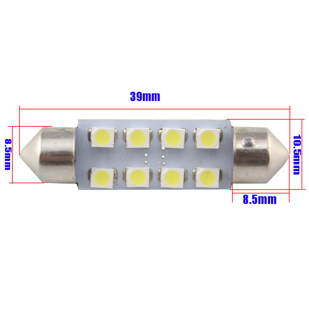 车顶灯汽车LED1210/3528SMD 31 36 39 41MM 8SMD双尖阅读灯车顶灯 - 图1