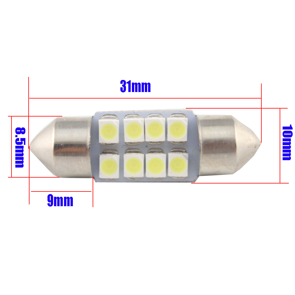 车顶灯汽车LED1210/3528SMD 31 36 39 41MM 8SMD双尖阅读灯车顶灯 - 图3