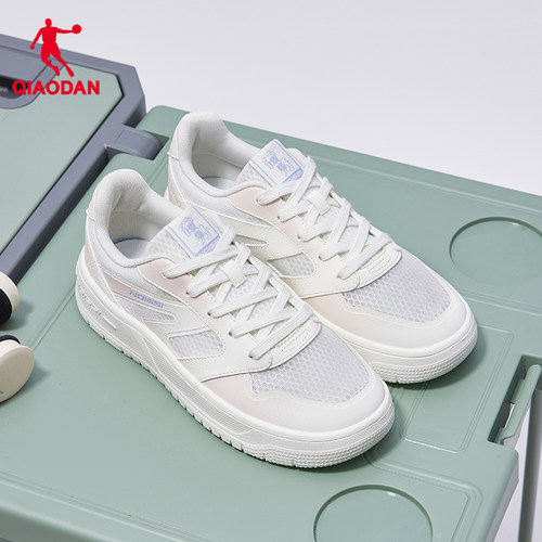 乔丹板鞋2025夏季新款低帮网面透气运动女鞋子休闲白色厚底小白鞋 - 图0