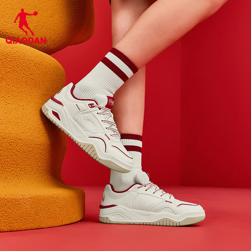 乔丹启承5.0红色本命年情侣板鞋潮流女运动休闲鞋皮面新年男增高,淘宝优惠券,粉丝福利购,淘宝优惠卷