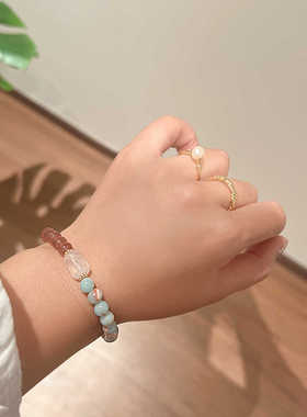 寿山石草莓晶小众设计感手串