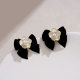 Xiaoxiang second-hand camellia earrings, elegant lady black bow earrings, French Hepburn style earrings, new and trendy