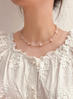 高级感轻奢气质甜美水晶石锁骨链