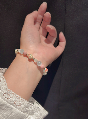 设计感小众粉黛天然石手链气质