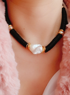 小众复古朋克风椰壳巴洛克锁骨链