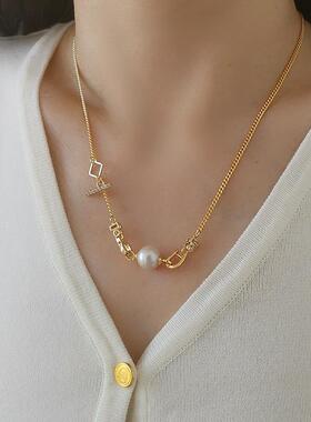 欧美小众简约百搭单个珍珠项链女