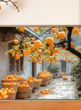 丰收季节 数字油画diy柿柿如意高级感治愈手工涂鸦填色摆件装饰画