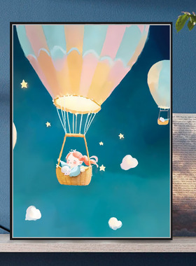 星空热气球 数字油画diy高级感治愈手工画涂鸦丙烯填色摆件装饰画