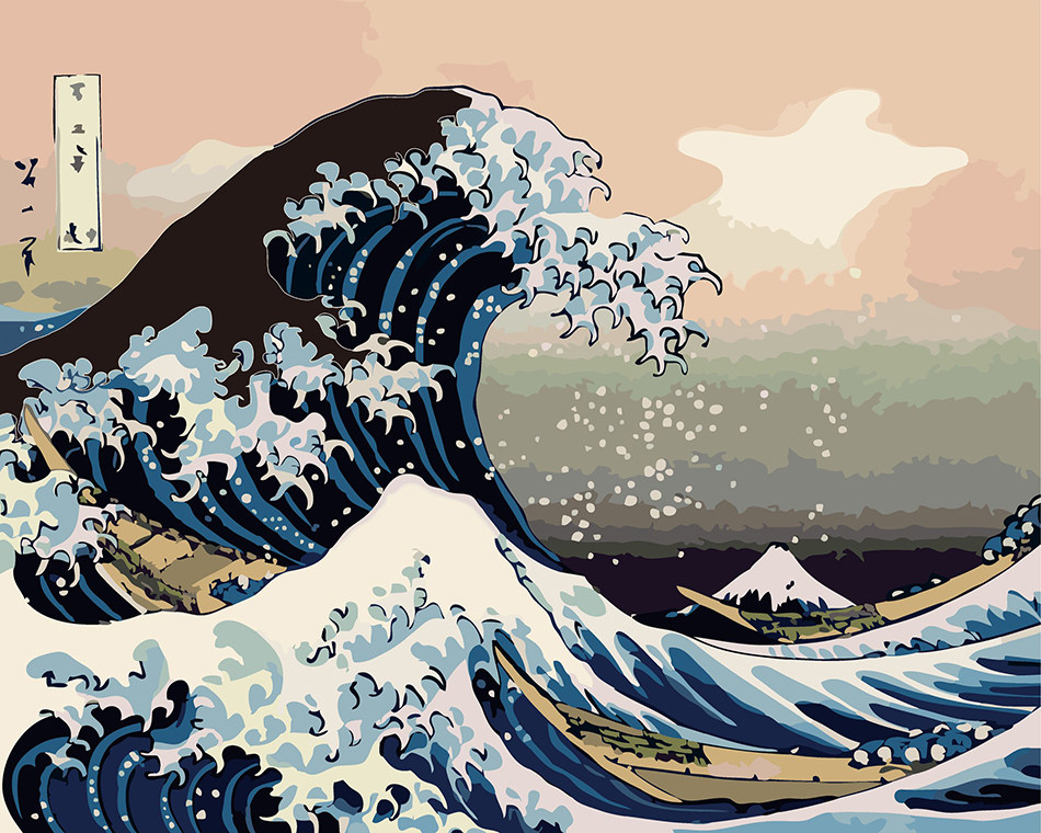 岩澤硝子 葛飾北斎醤油注ぎ 富嶽三十六景 神奈川沖浪裏 100 品質保証