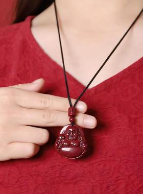 大肚弥勒佛吊坠紫金男女毛衣项链