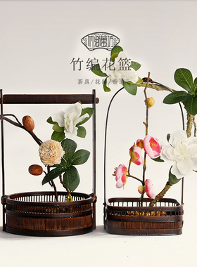 新中式花篮花器客厅玄关禅意摆件