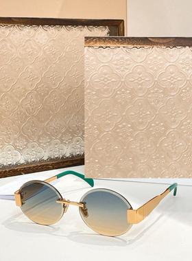 圆形无框时尚复古风遮阳墨镜男女