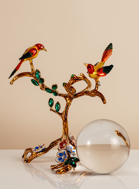 珐琅彩金属水晶招财摆件家居饰品