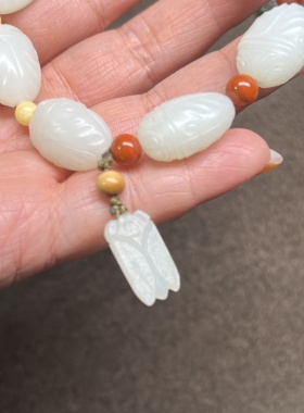 籽料仿古雕金蝉勒子手串