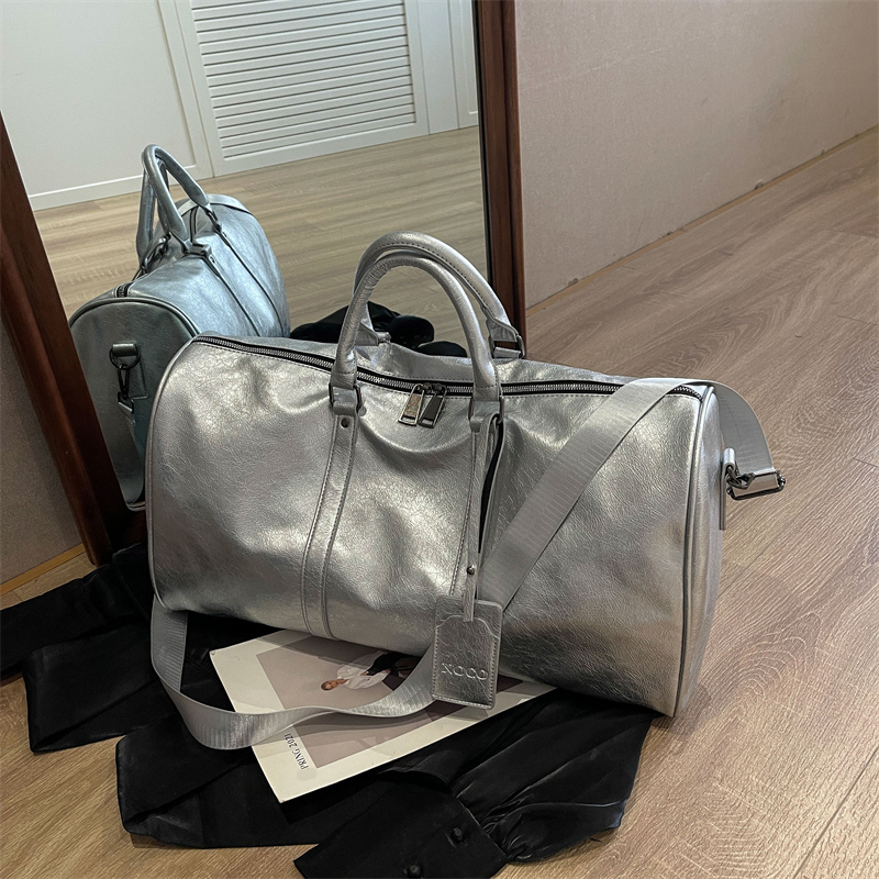 旅行包女大容量手提行李袋PU软面欧美短途出差旅游便携包休闲女包 - 图0